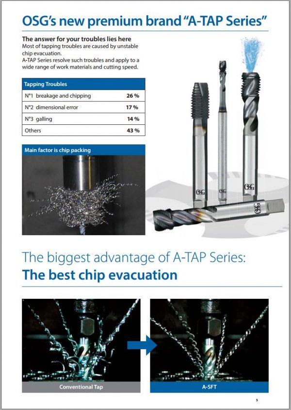 OSG 'A' Tap Series New generation tap range, highest productivity tap range available CIS Tools